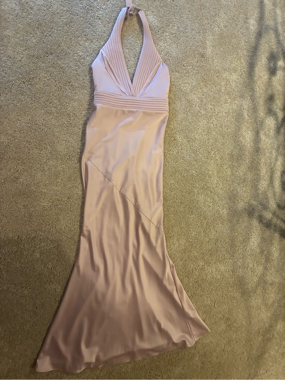 Zhivago Sleeveless Blush Pink Satin V-Neck Evening Gown - Picture 6 of 7